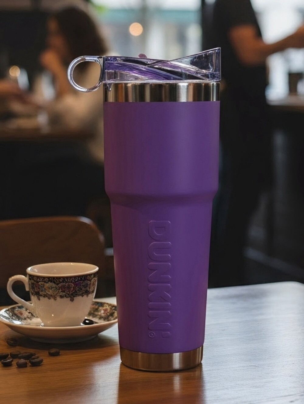 Dunkin (2024) 32 oz Stainless Insulated Tumbler (Purple) Drink-Through Lid.